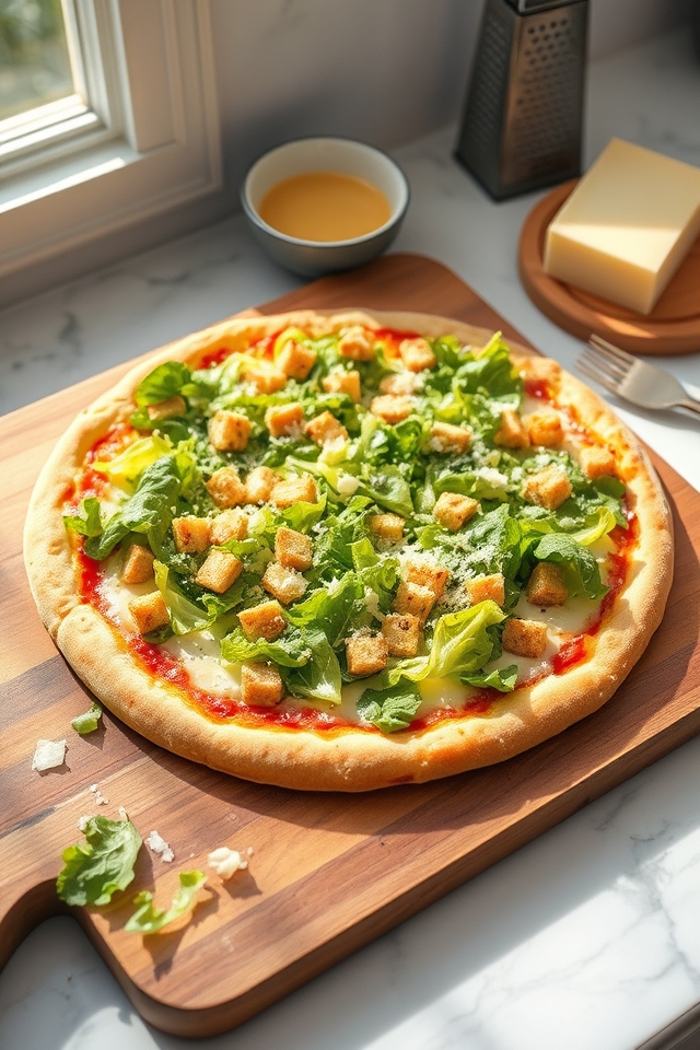 caesar salad pizza fusion