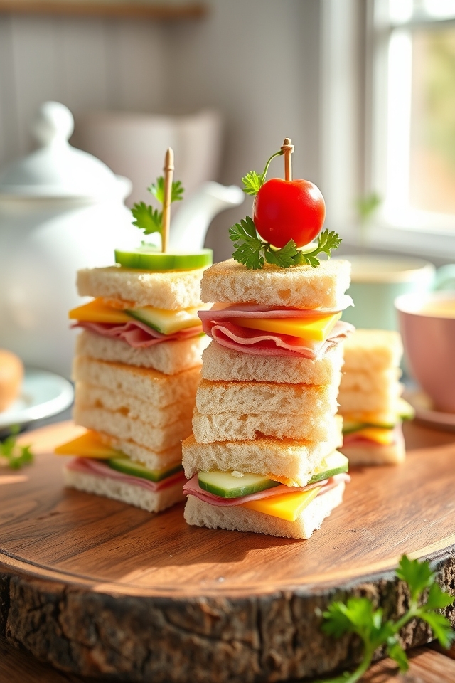 charming bite sized sandwich towers