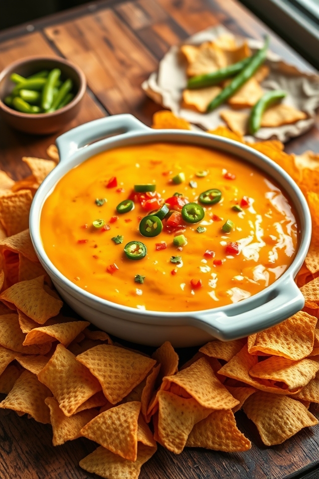 cheesy nacho dip sharing