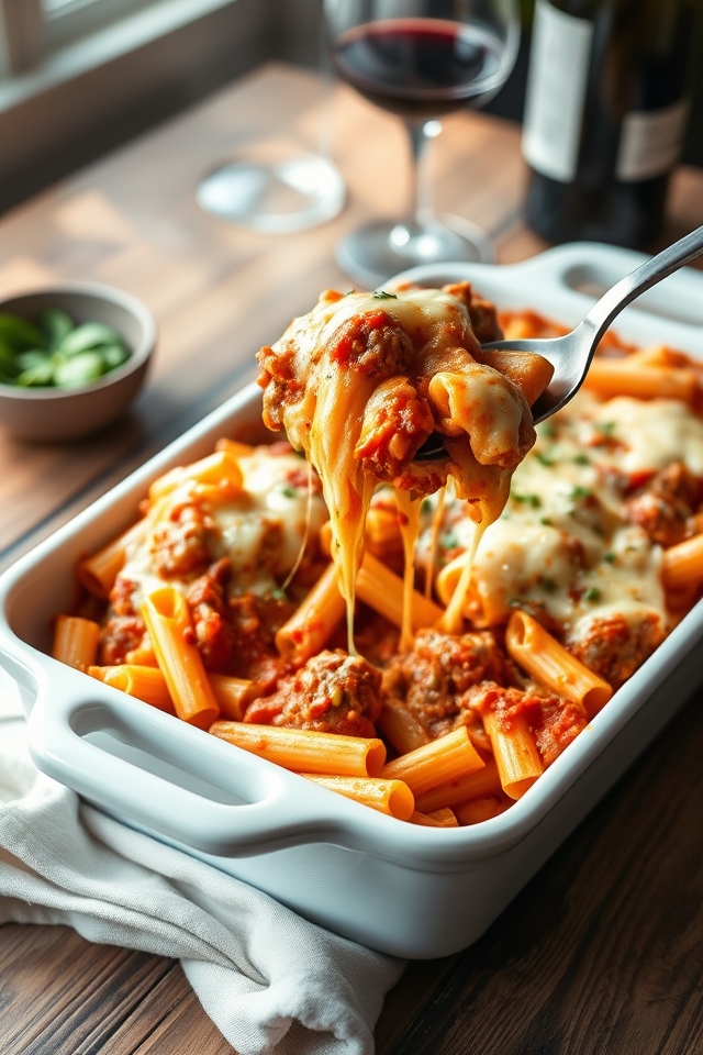 cheesy sausage ziti bake