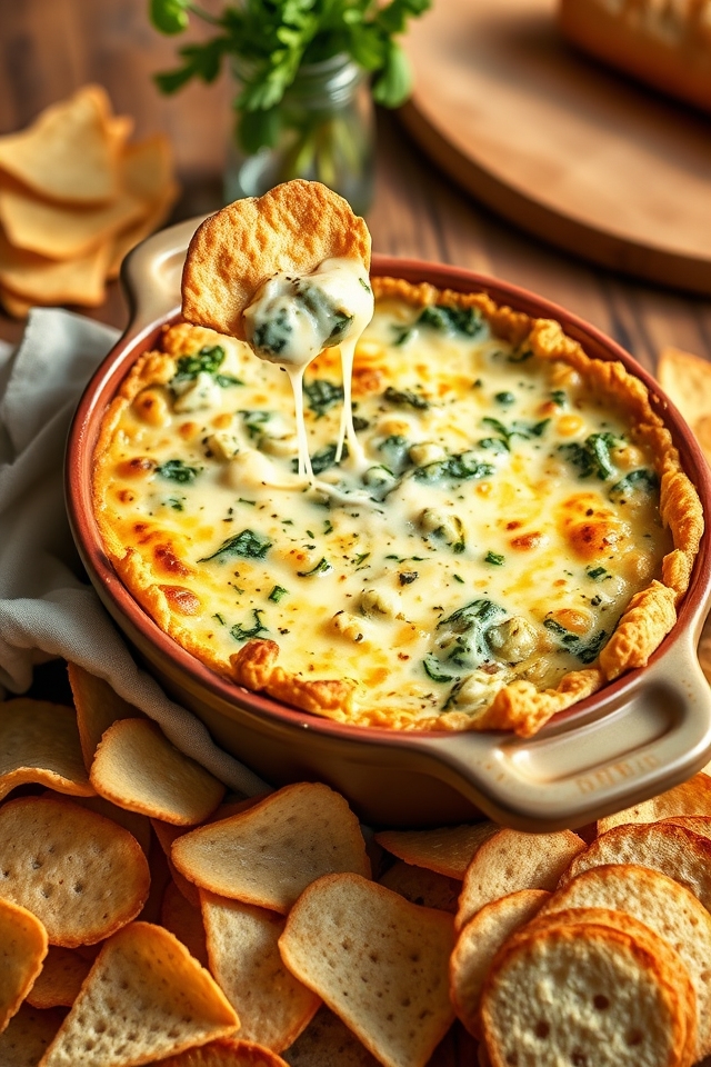 cheesy spinach artichoke dip