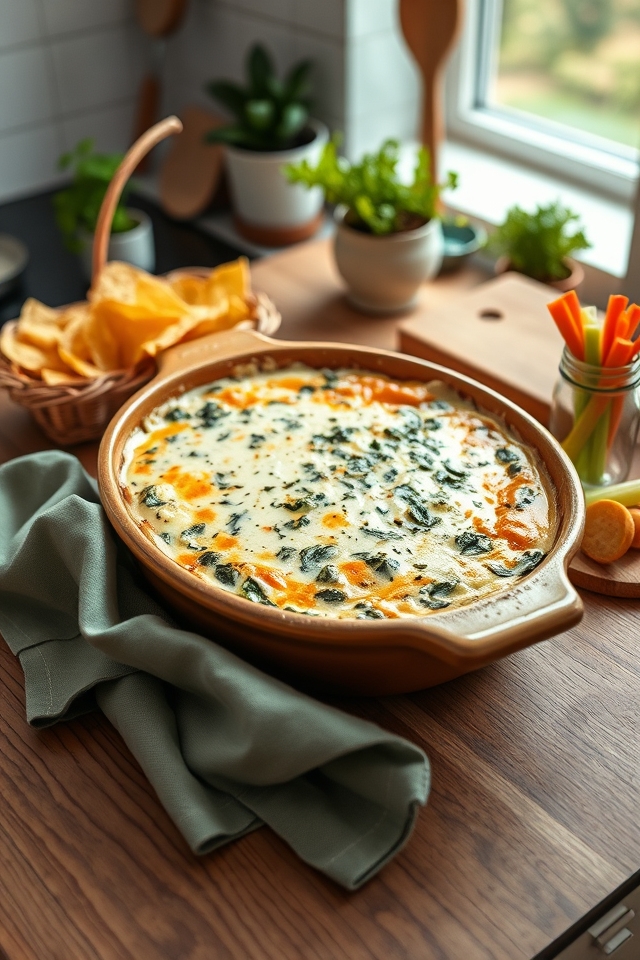 cheesy spinach artichoke dip
