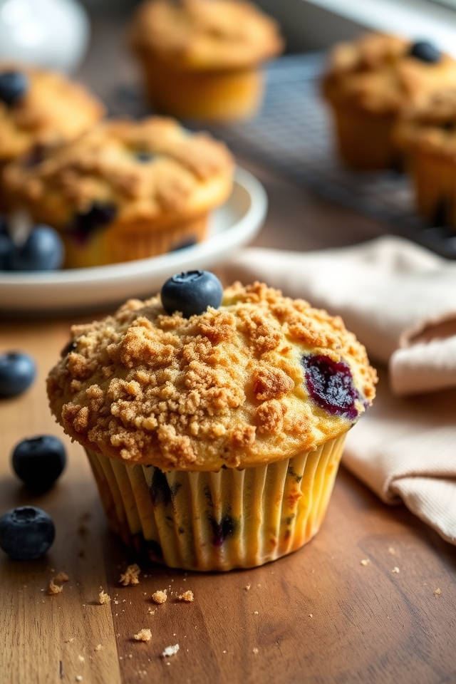 cinnamon streusel blueberry muffins