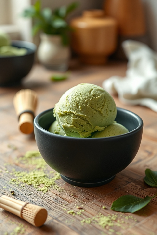 creamy homemade matcha ice cream