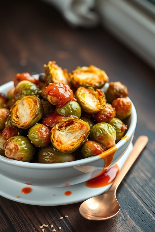 crunchy sweet sriracha sprouts