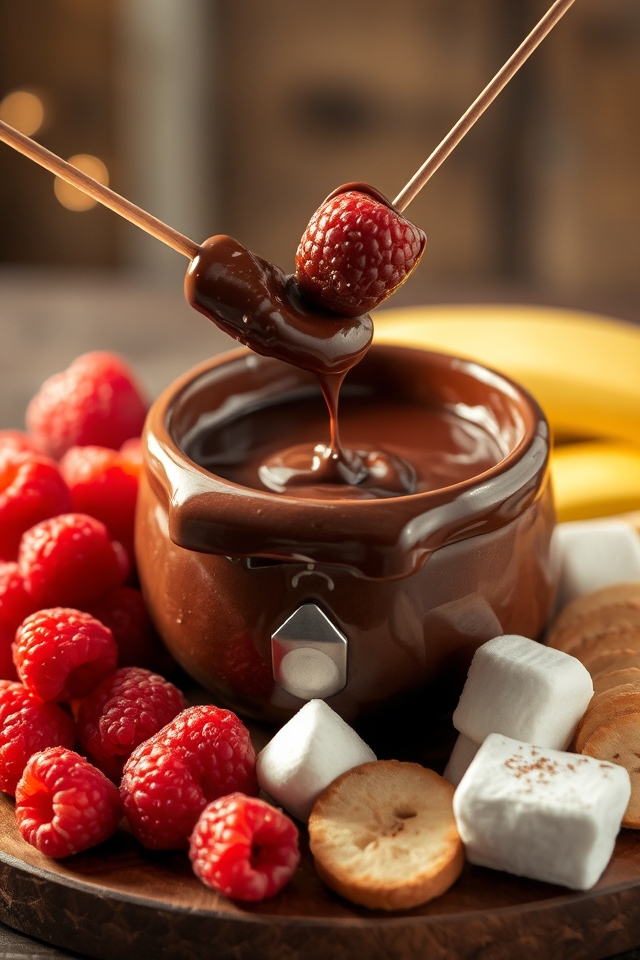 decadent chocolate raspberry fondue