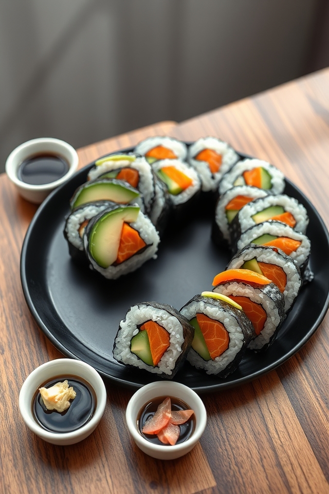 delicate sushi roll patterns