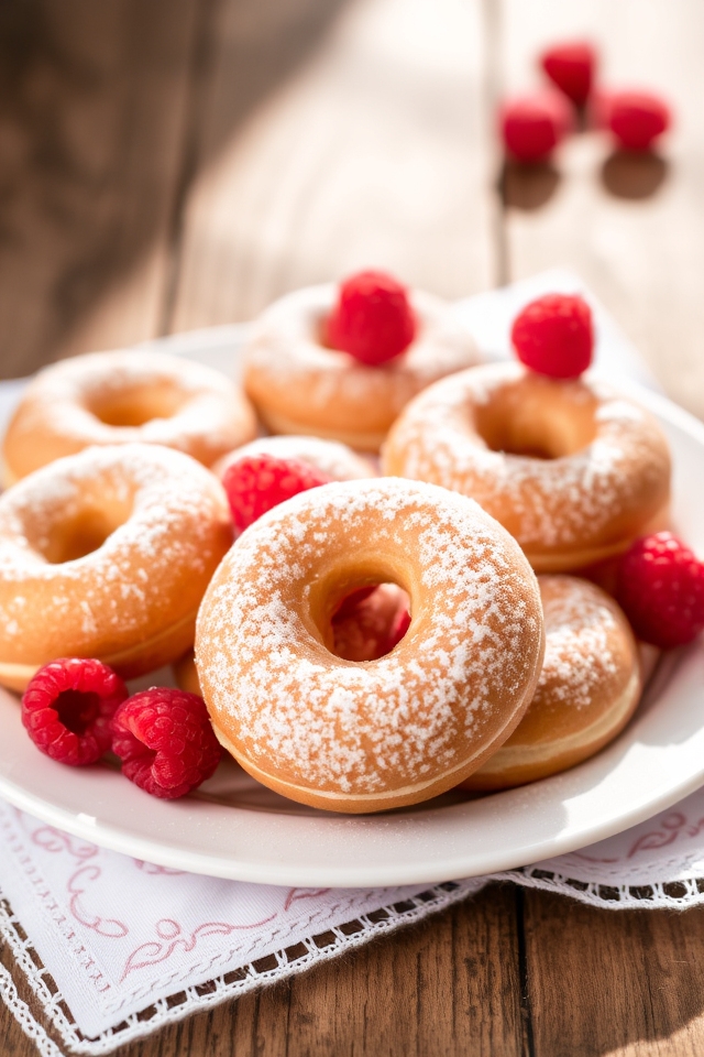 delicious raspberry filled mini donuts
