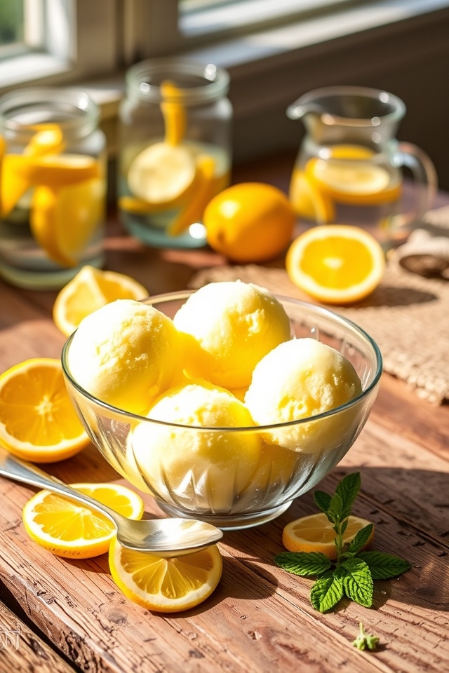 delightfully tangy lemon sorbet