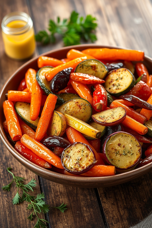 flavorful mustard roasted vegetables