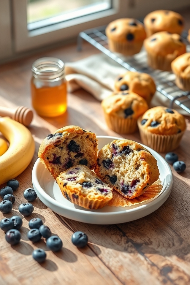 fruity banana blueberry muffins