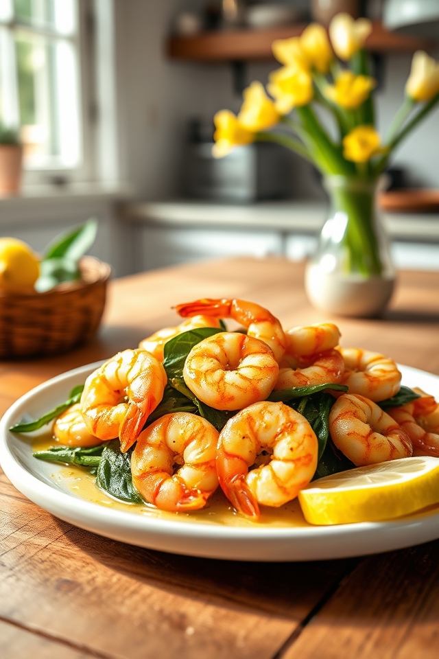 garlic butter shrimp spinach
