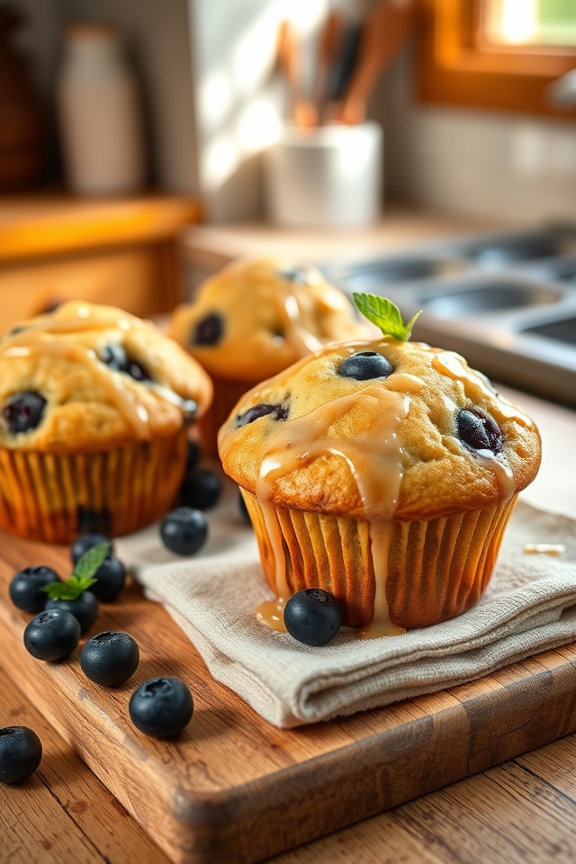 glazed maple blueberry muffins