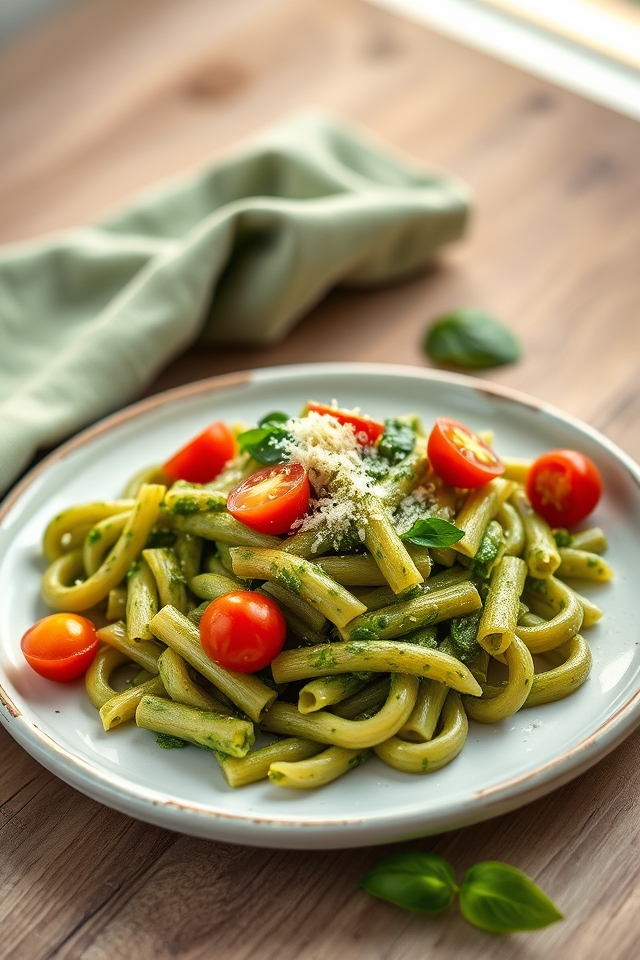 green goddess pesto rigatoni