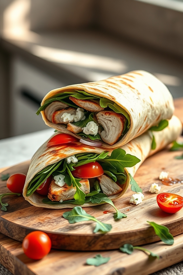 grilled chicken arugula wrap