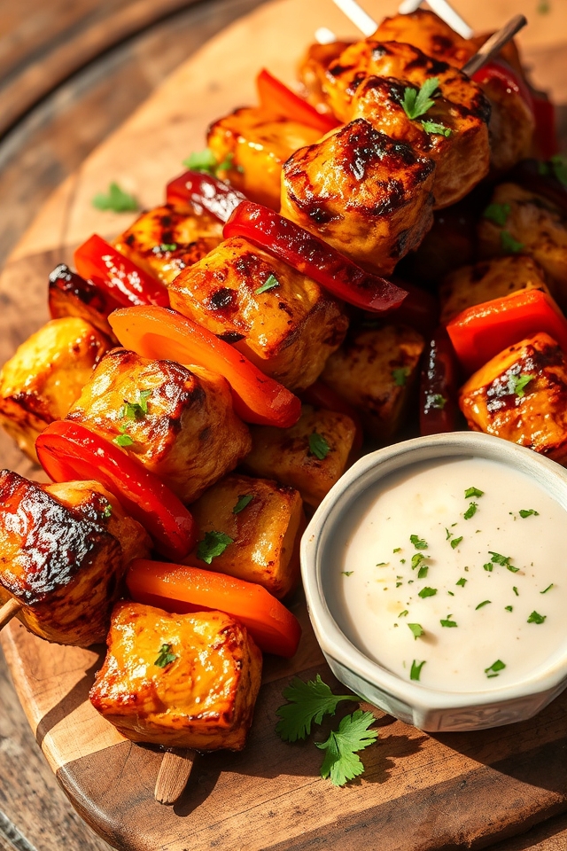 grilled mustard chicken skewers