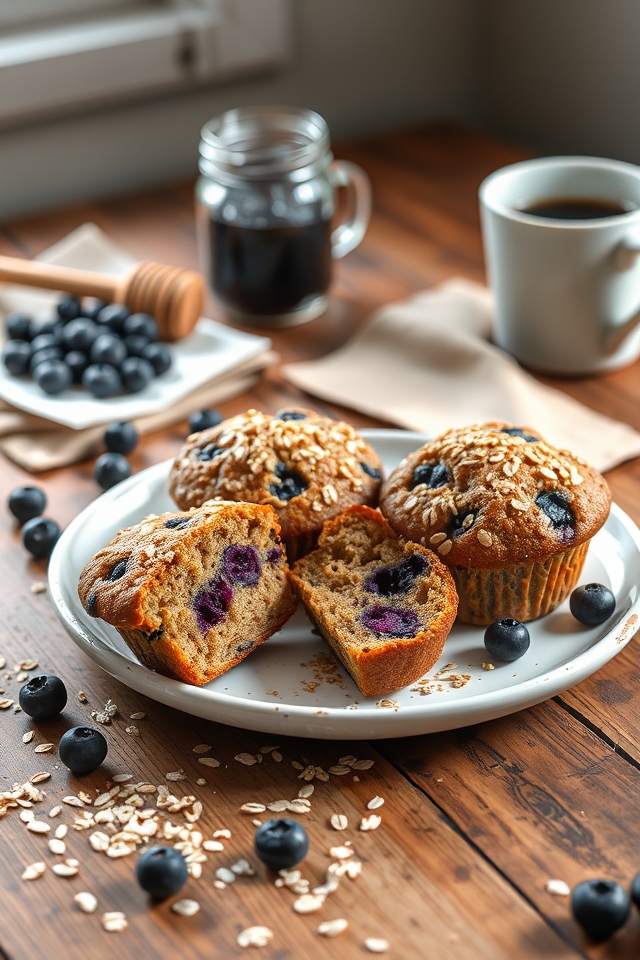 hearty blueberry oatmeal muffins