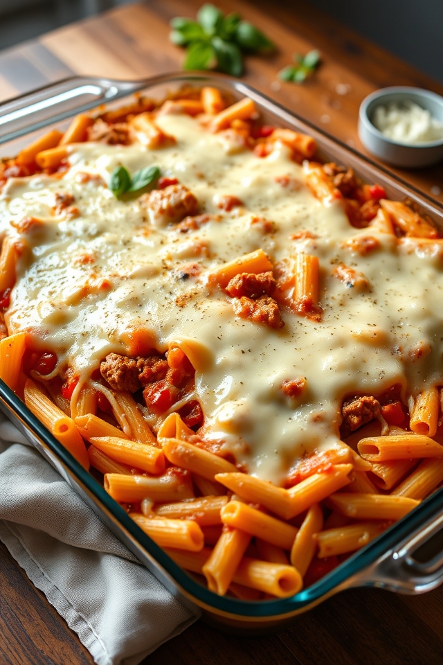 hearty cheesy baked ziti
