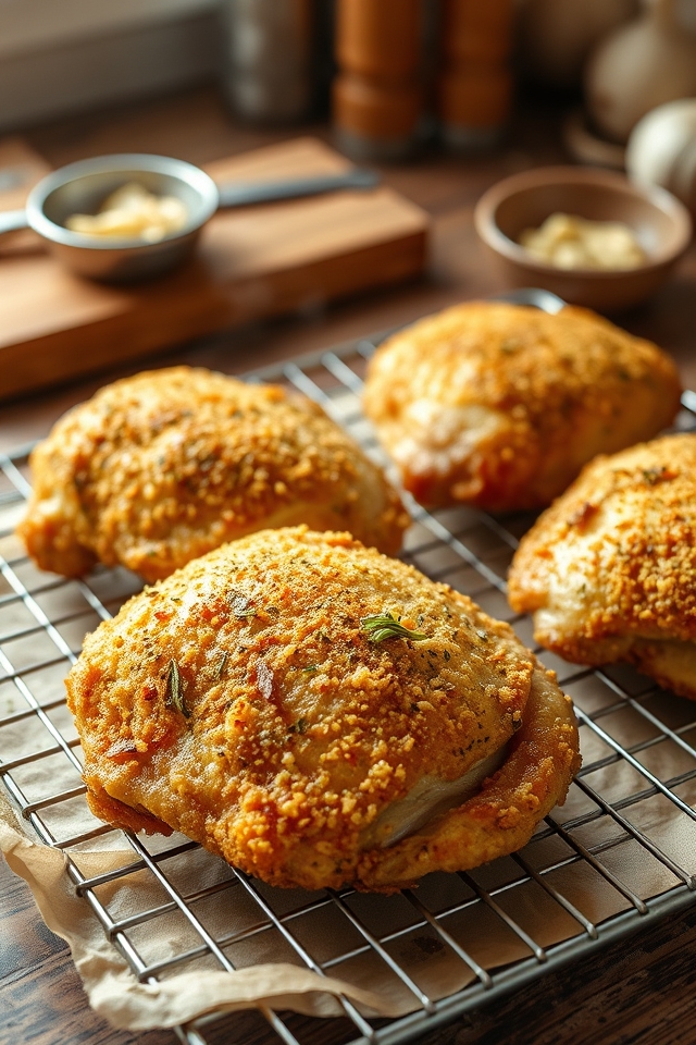 herb crusted garlic fried