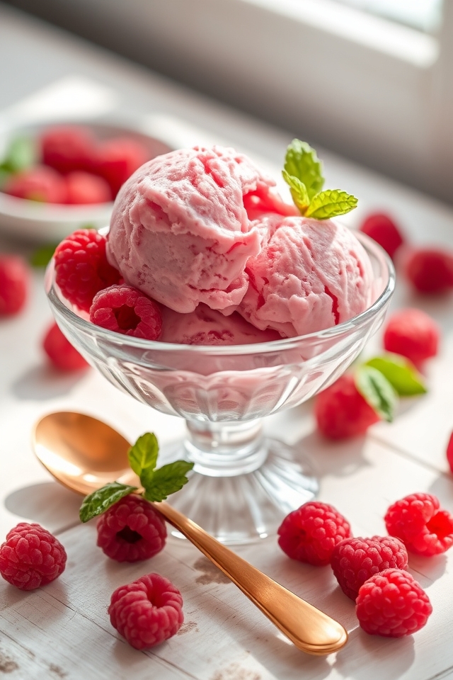 homemade creamy raspberry ice cream