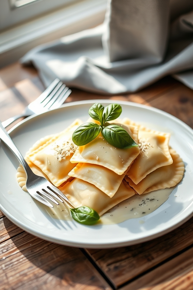 homemade spinach ricotta ravioli