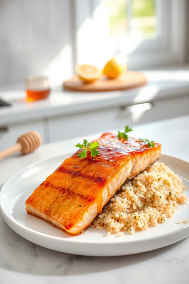 honey glazed salmon quinoa