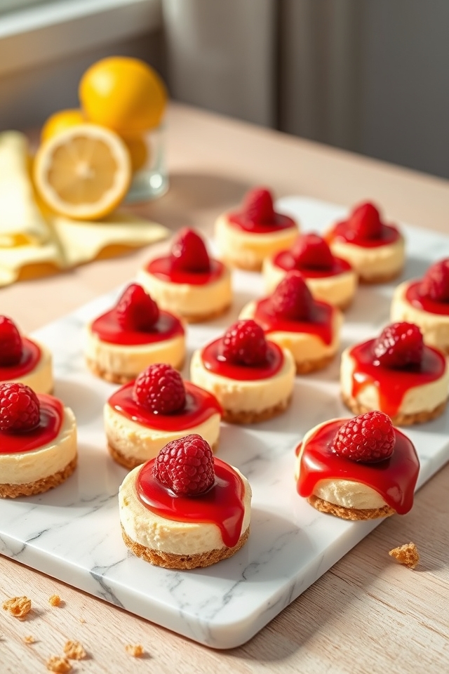 lemon raspberry cheesecake bites