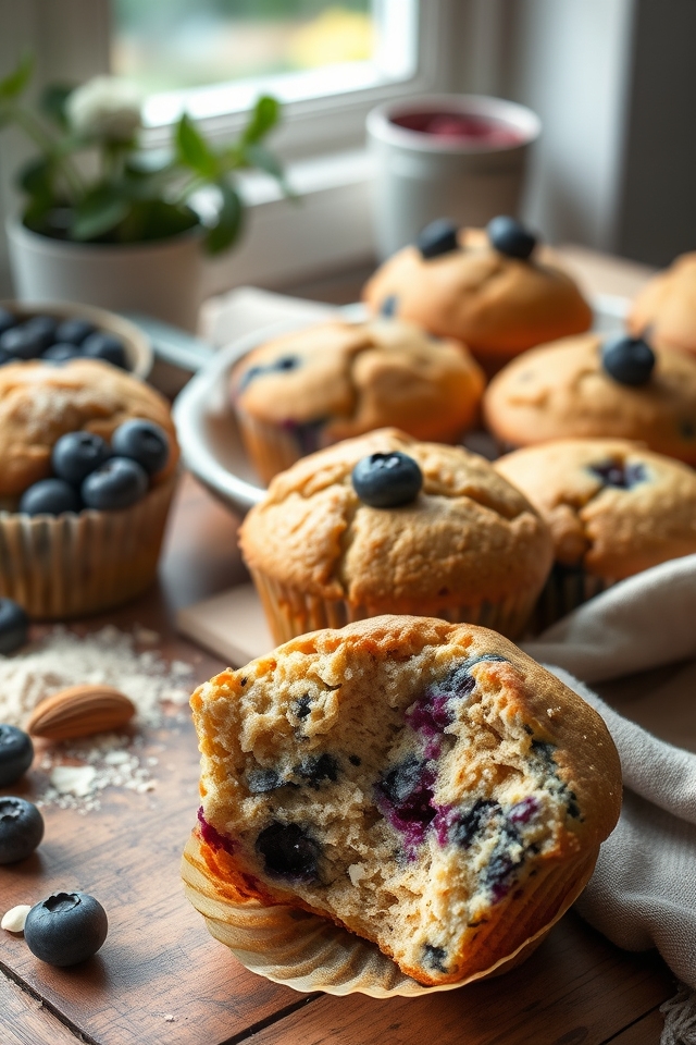 low carb almond blueberry muffins