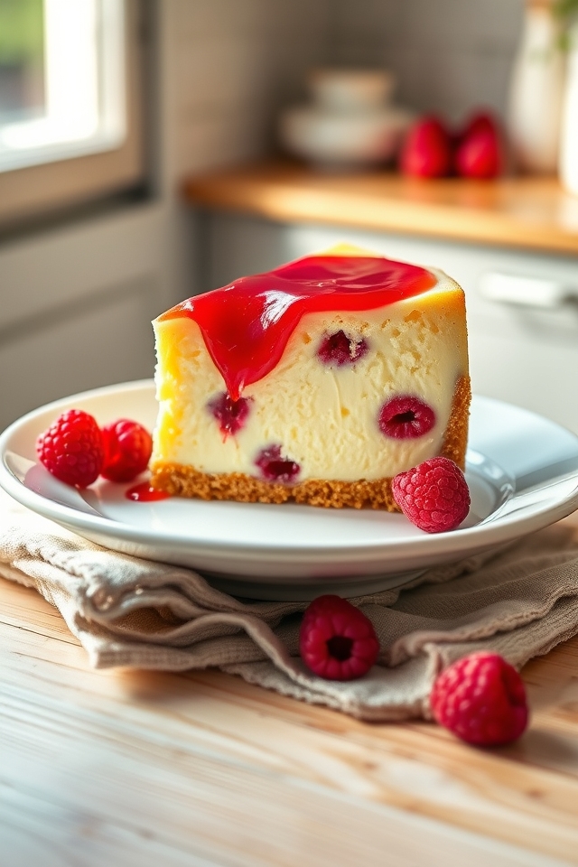 luscious lemon raspberry cheesecake