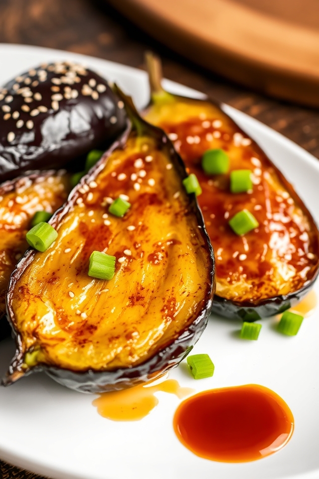 mustard miso glazed eggplant dish