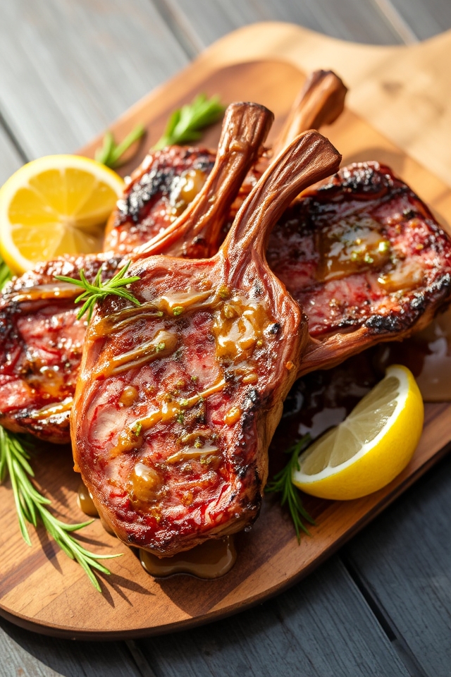mustard rubbed grilled lamb chops