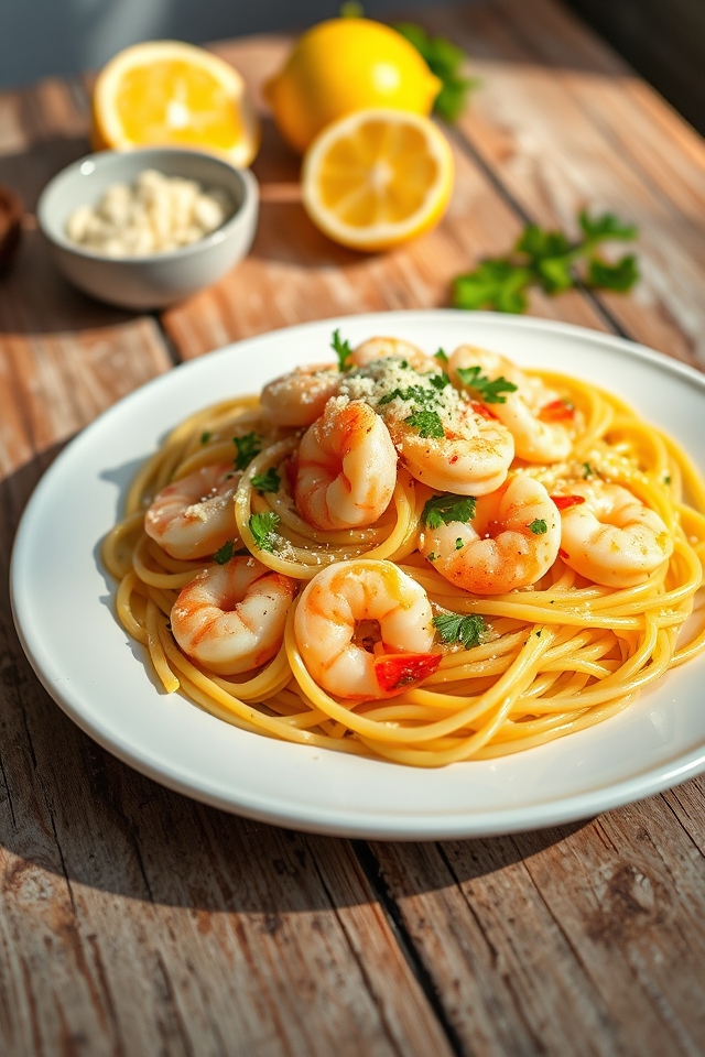quick garlic shrimp pasta
