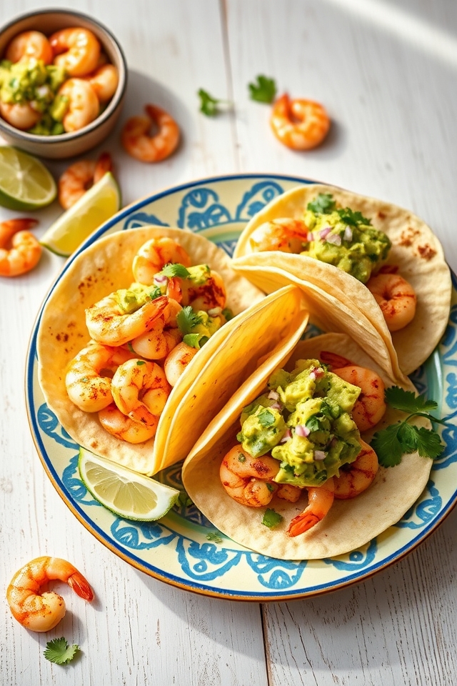 quick shrimp avocado tacos