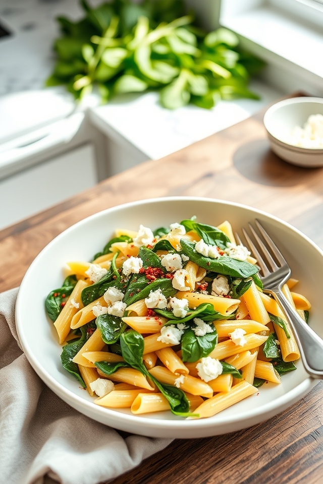 quick spinach feta pasta