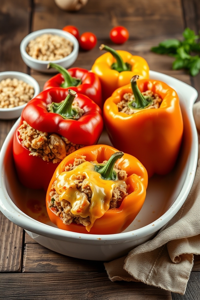quick turkey quinoa peppers