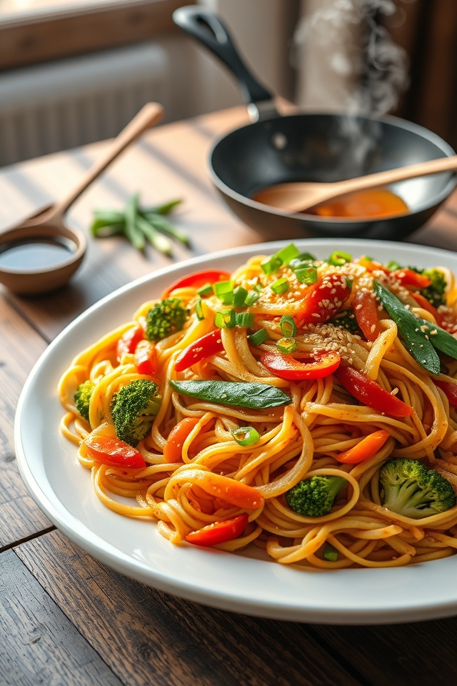quick vegetable noodle stir fry