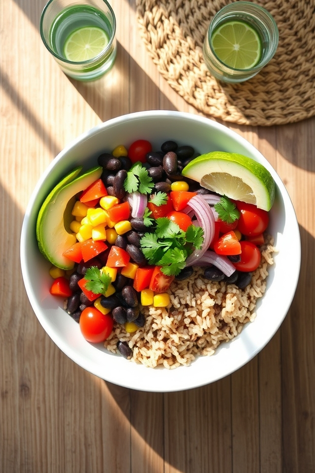 quick veggie black bean bowls