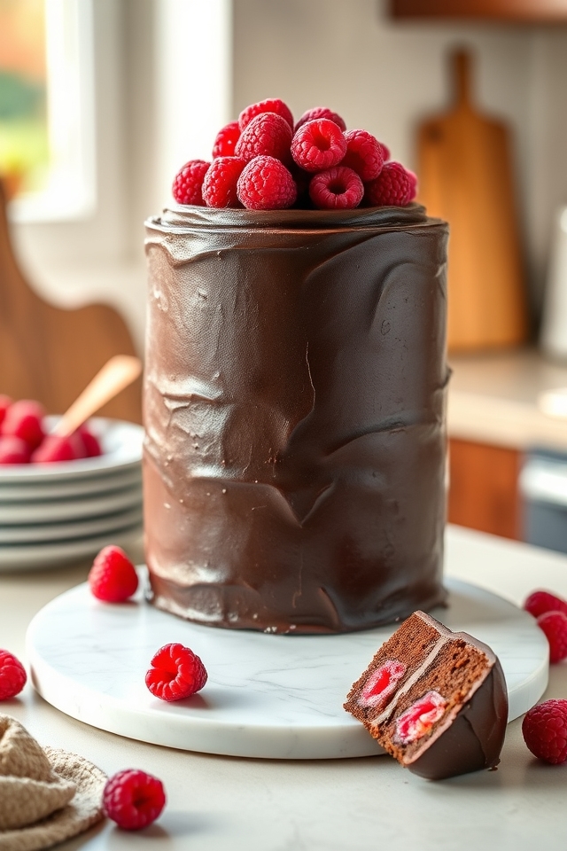 raspberry chocolate layer cake