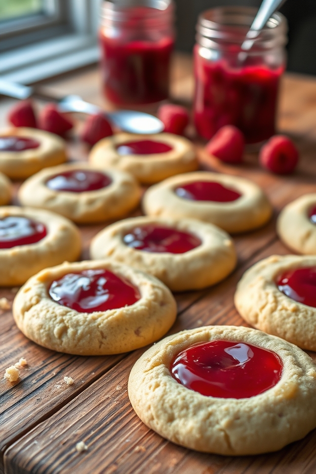 raspberry jam thumbprint cookies