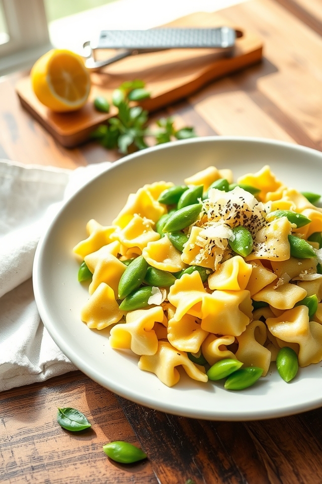 snap pea parmesan farfalle