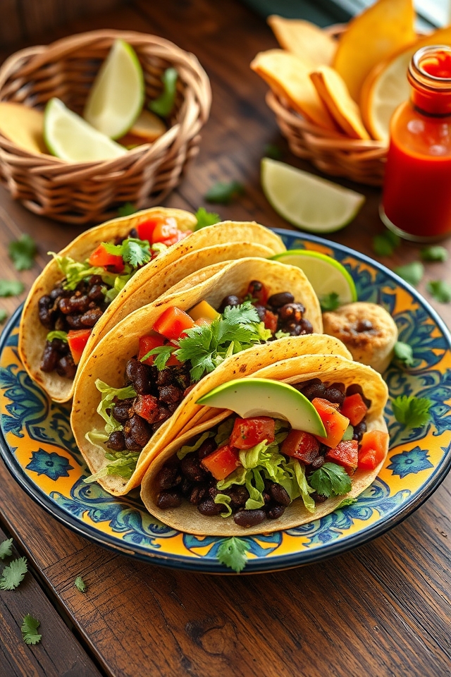 spicy black bean tacos