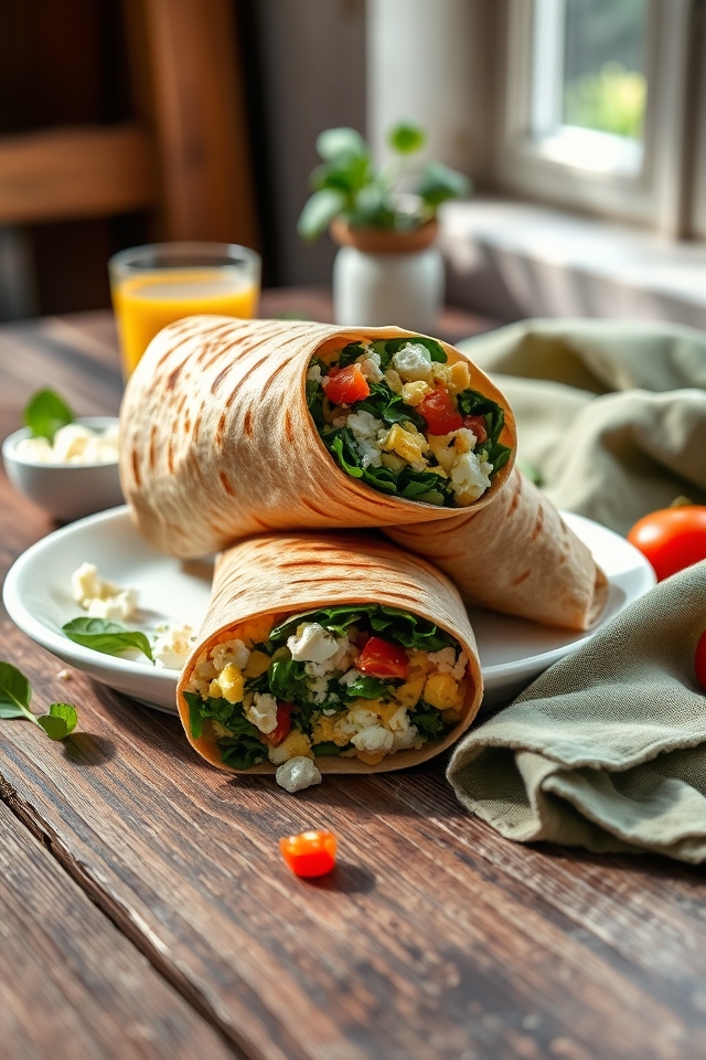 spinach feta breakfast wrap