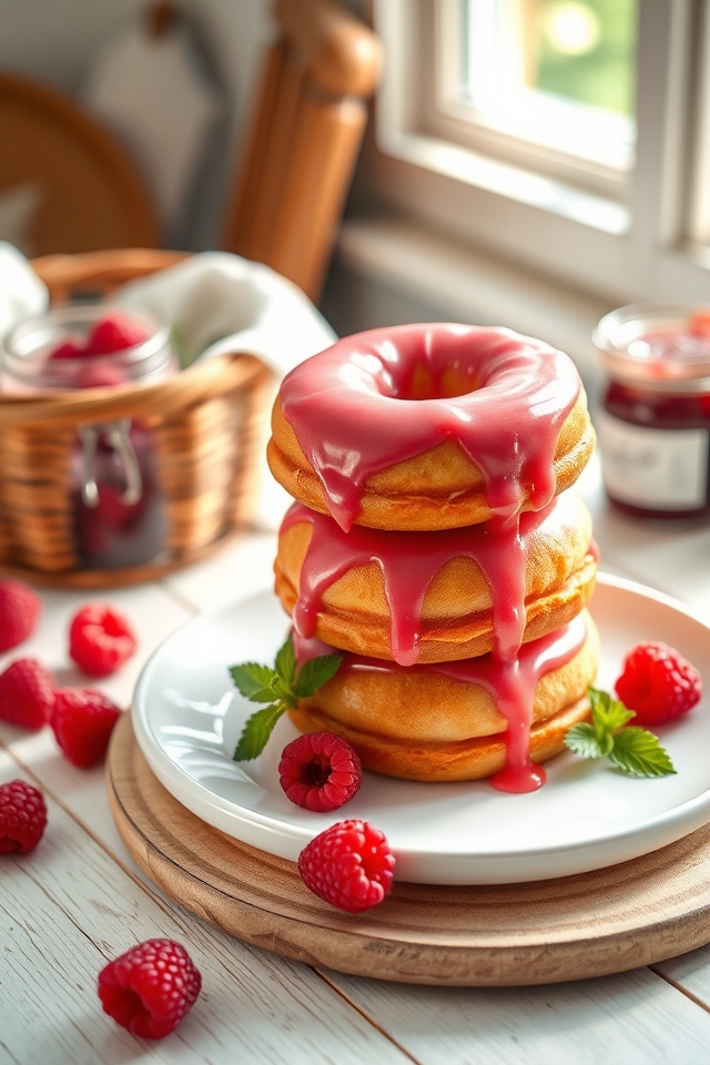 sweet tangy raspberry doughnuts