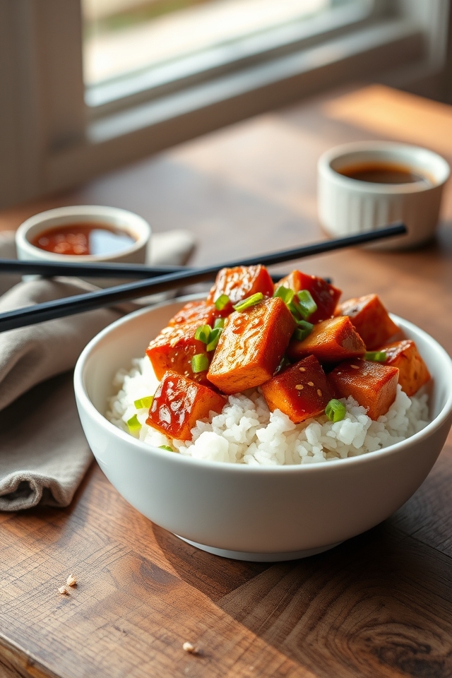 swift teriyaki tofu rice