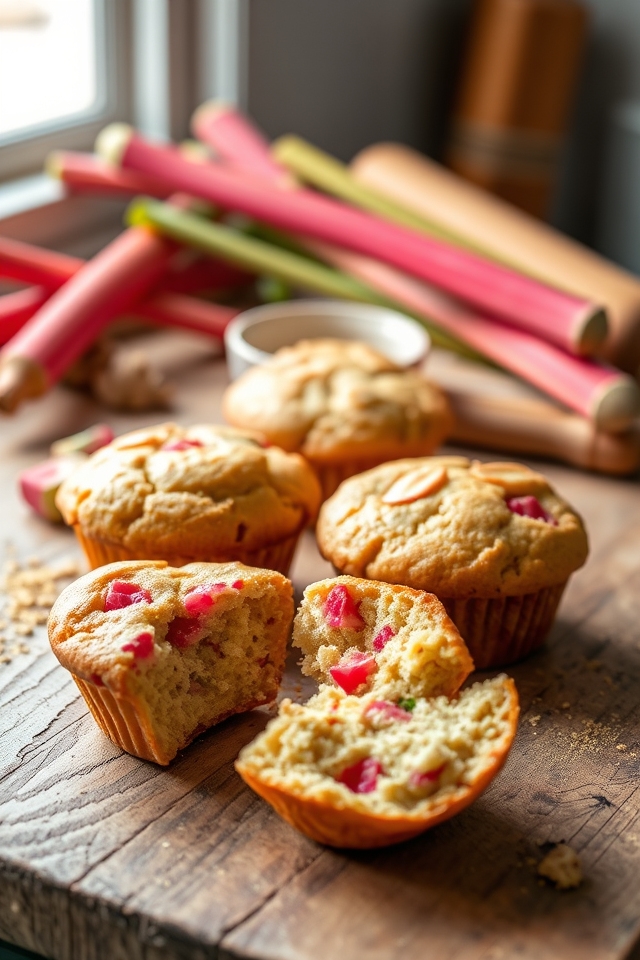 tart rhubarb ginger muffins