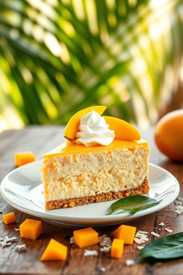 tropical mango coconut cheesecake