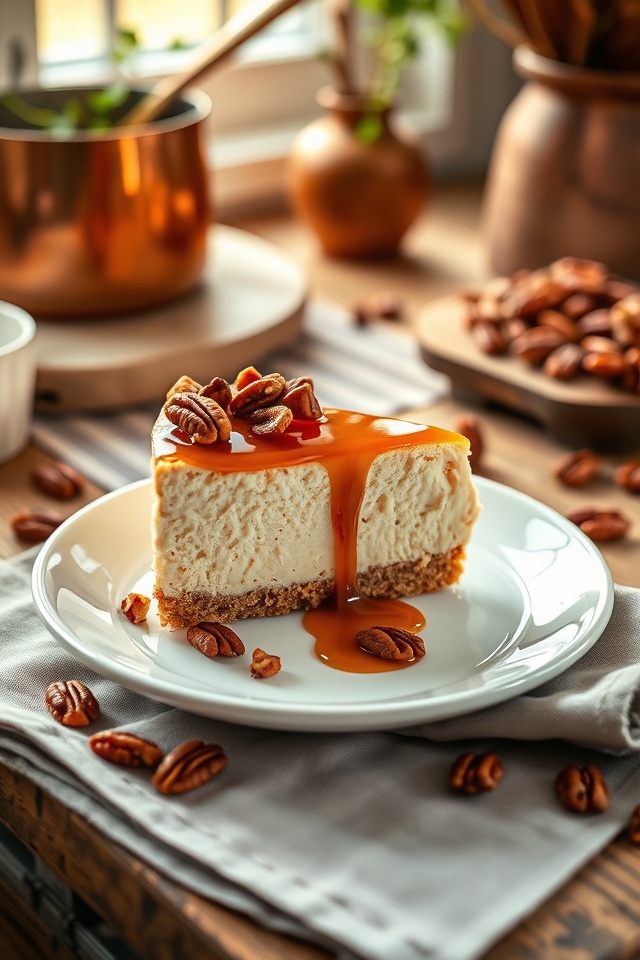 velvety caramel pecan cheesecake