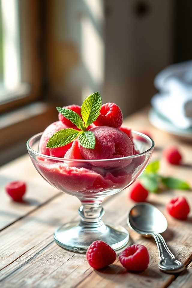 vibrant raspberry mint sorbet