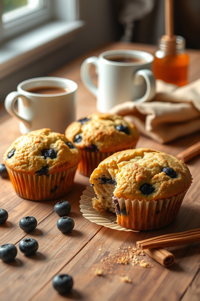 warm spiced blueberry muffins