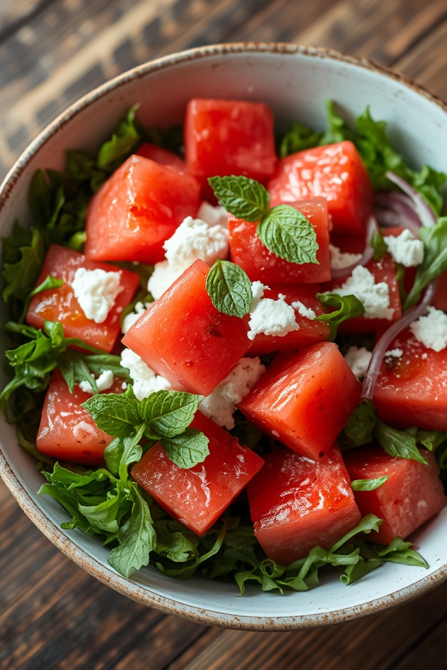 watermelon arugula goat cheese salad